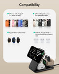 15W 3-in-1 Travel Wireless Charging Set - Black - US Plug