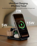 15W 3-in-1 Travel Wireless Charging Set - Black - EU Plug ESR ESR