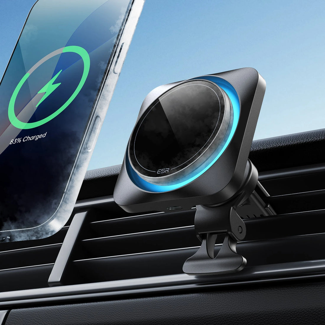15W Wireless Car Charger with CryoBoost (HaloLock) - Black ESR ESR