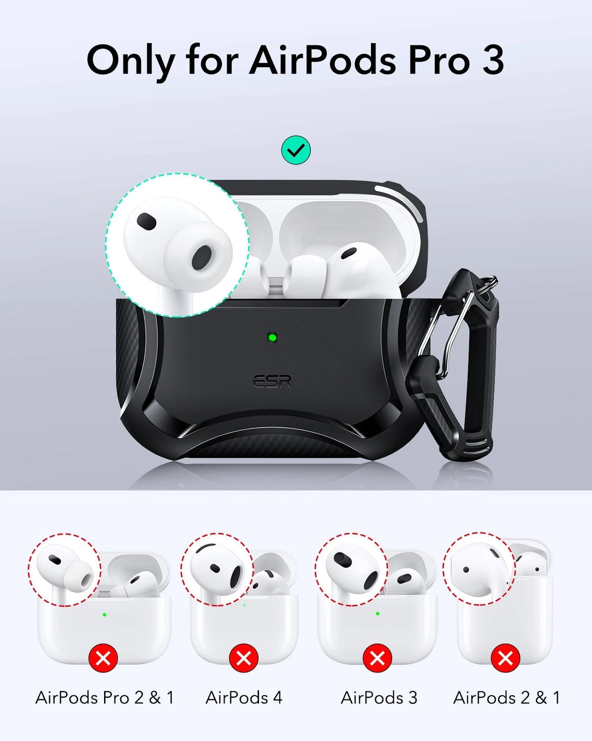 25W CryoBoost 3-in-1 Magnetic Charger (Qi2) and AirPods Pro 3 Cyber Tough Case Bundle - US Plug–White ESR ESR