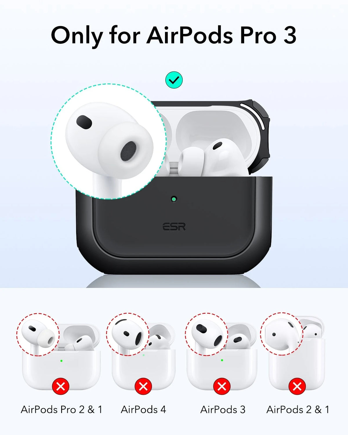 25W CryoBoost 3-in-1 Magnetic Charger (Qi2) and AirPods Pro 3 Orbit Hybrid Case Bundle - US Plug–White ESR ESR