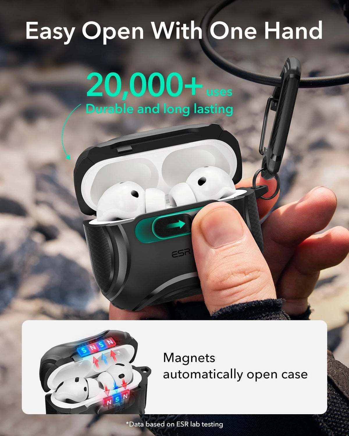 25W CryoBoost 3-in-1 Magnetic Charger (Qi2) and AirPods Pro 3 Cyber FlickLock Case Bundle - US Plug–White ESR ESR