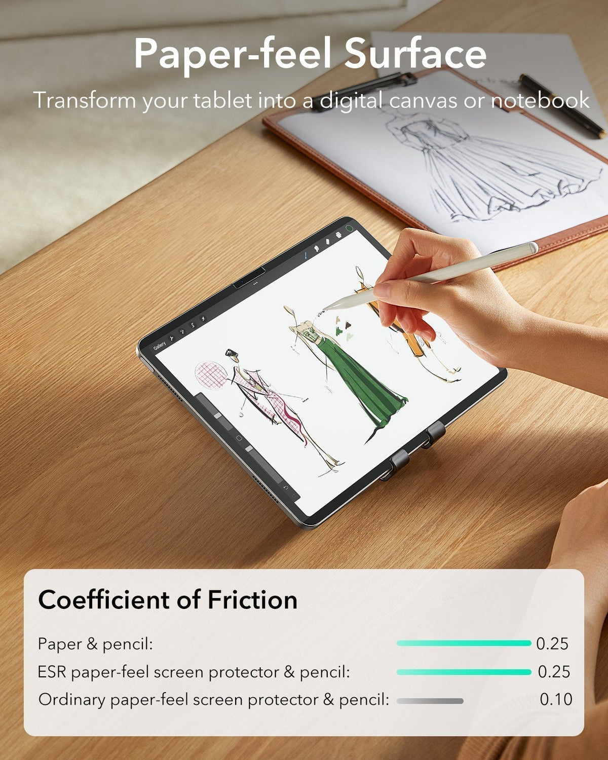 iPad Air 13“ (2025) Magnetische Rebound Tastatur Hülle 360 Schutz Paper Feel Bündel - DE Layout -Schwarz ESR ESR