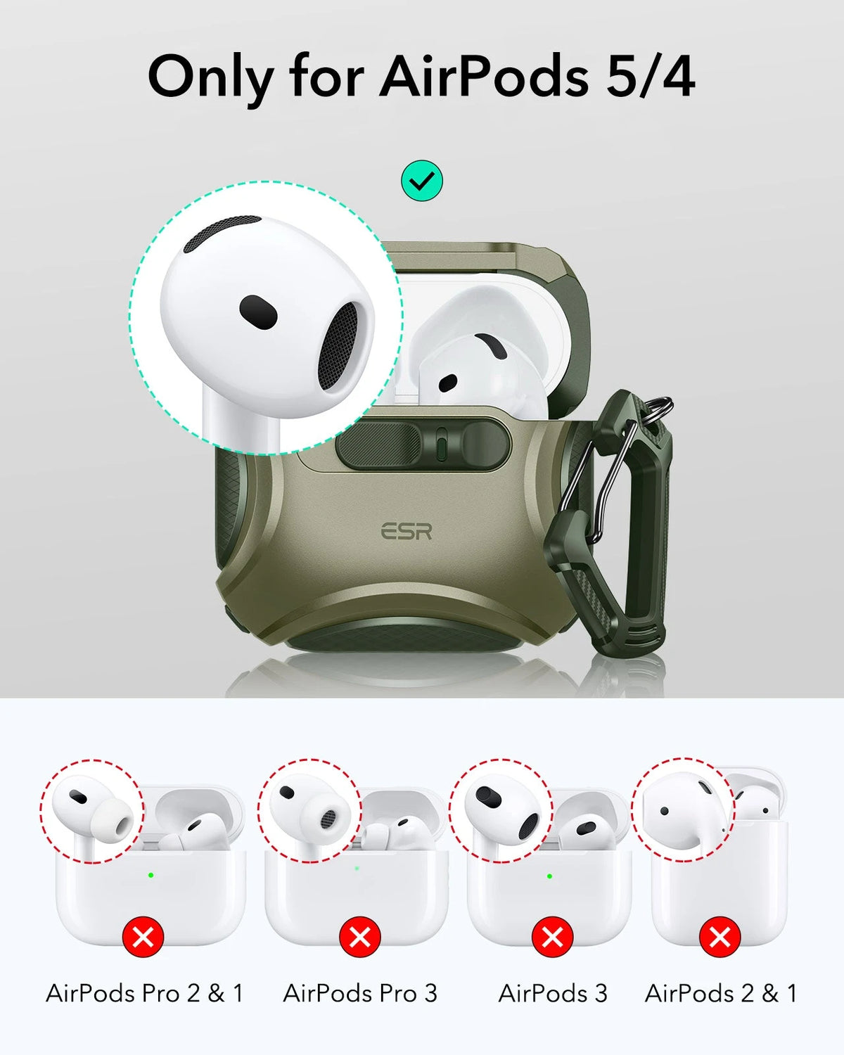 AirPods 5 Cyber FlickLock Magnetic Case - Army Green ESR ESR