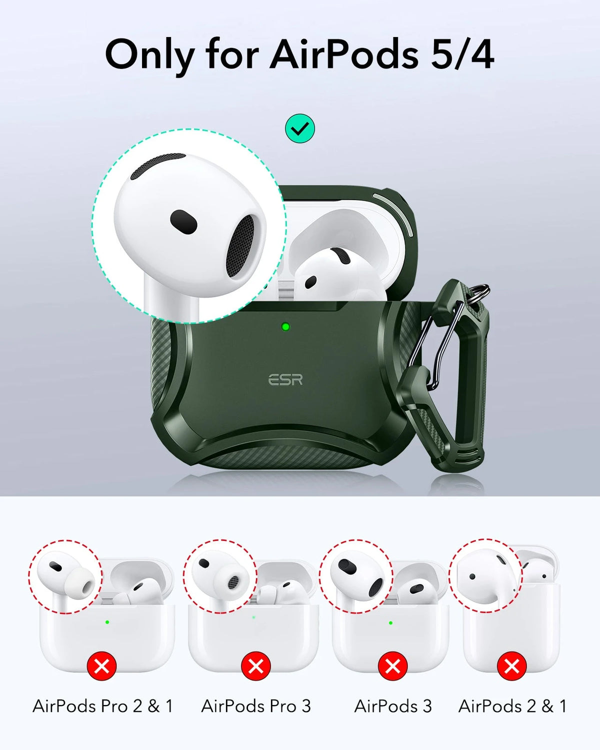 AirPods 5 Cyber Tough Magnetic Case - Green ESR ESR
