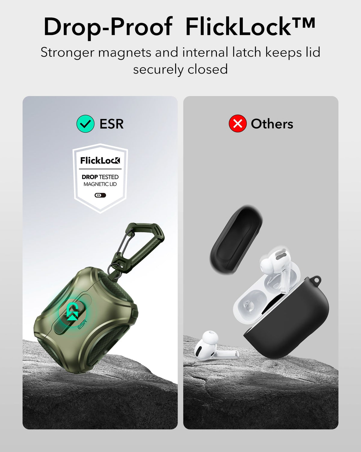 ESR AirPods Pro 3 Cyber FlickLock Charging Case Green Drop Proof
