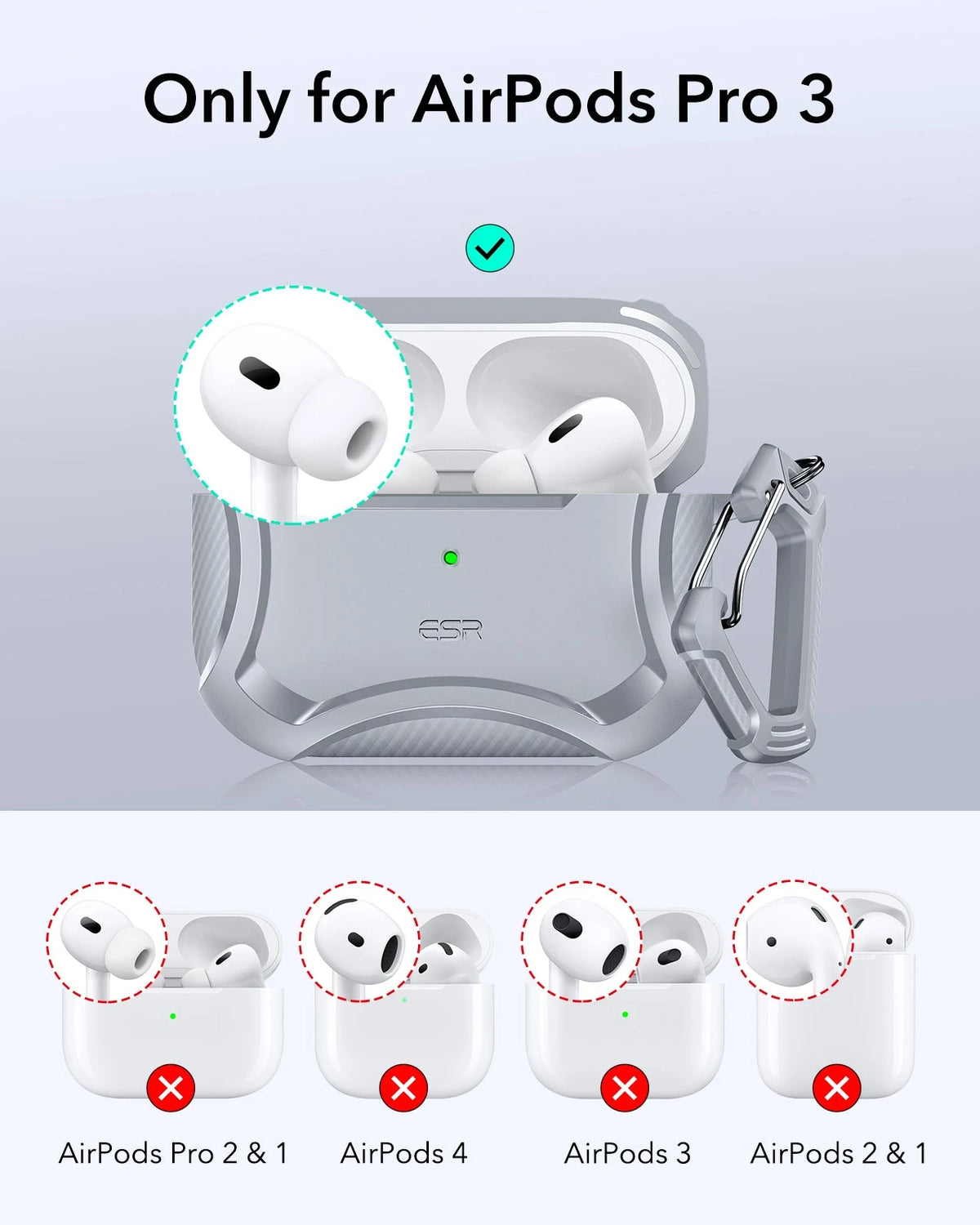 Rugged Charging Case for AirPods Pro 3 Gray