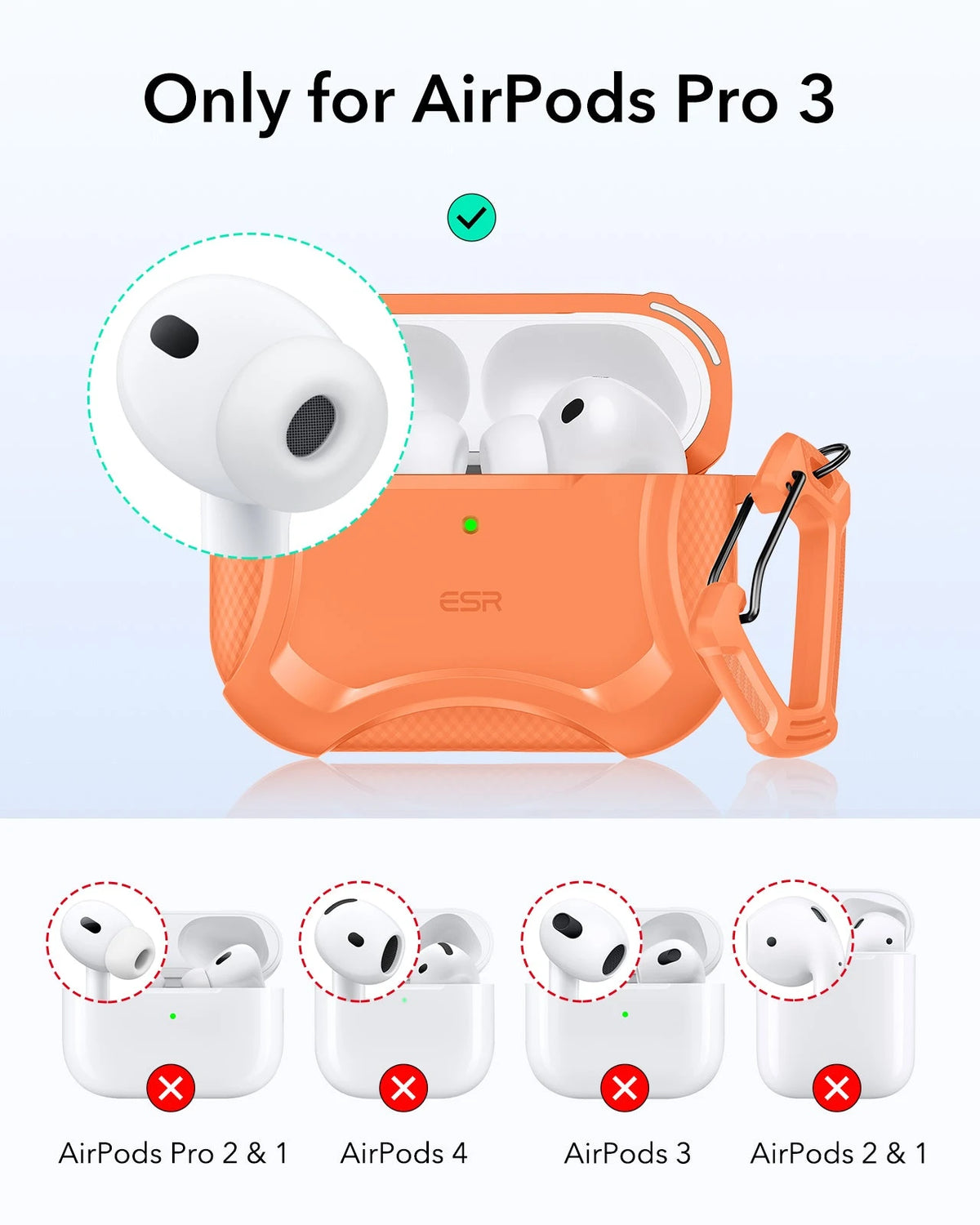 AirPods Pro 3 Cyber Tough Magentic Case - Orange