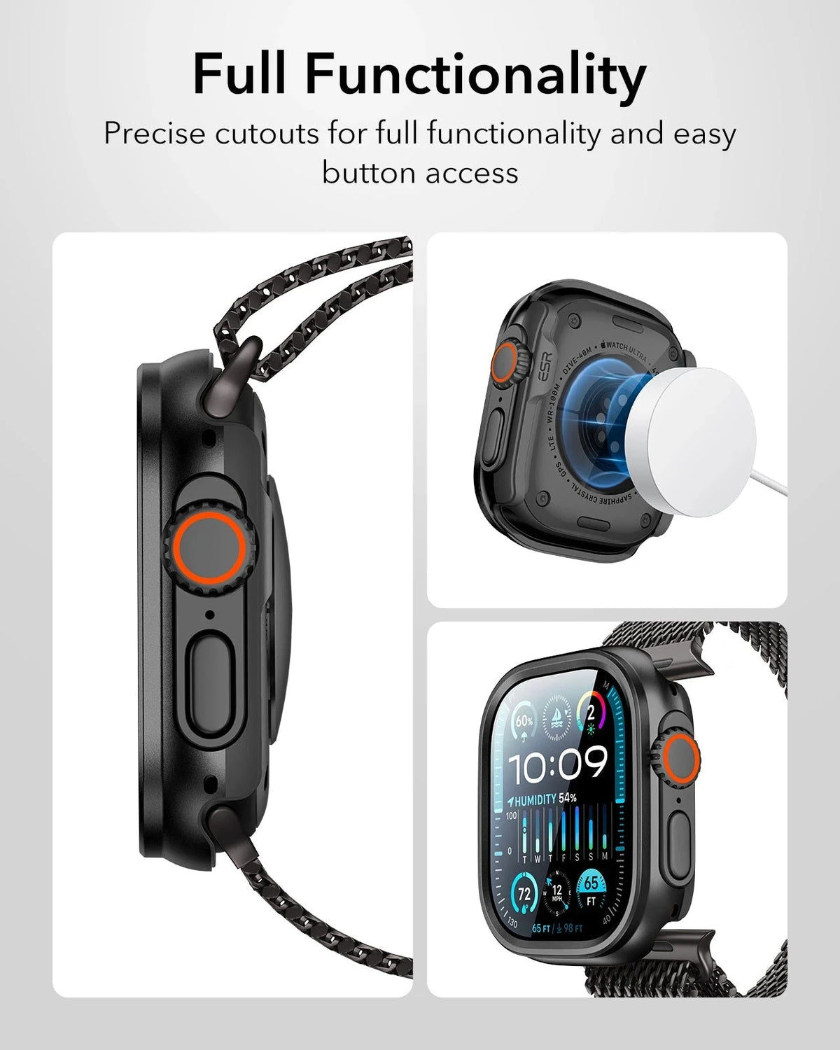 ESR Apple Watch Ultra 3 Case with Screen Protector Black
