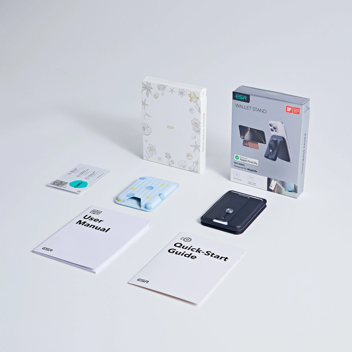 Classic Magnetic Wallet and Geo Wallet Stand Bundle - Coastal Summer&Midnight Black