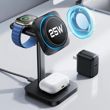 CryoBoost 3-in-1 Magnetic Charging Station (25W, Qi2.2)  - JP Plug–Black ESR ESR
