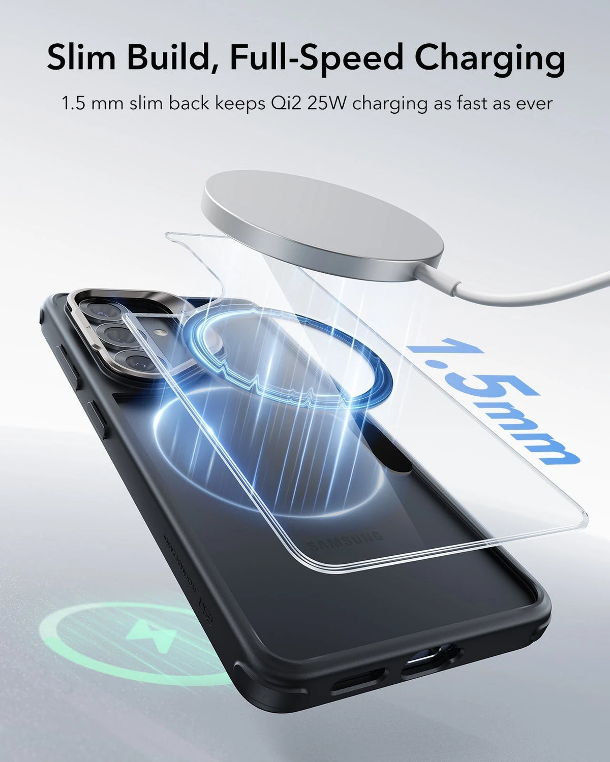 ESR Samsung Galaxy S26 Ultra Classic Hybrid Magsafe Case with Stand Clear Black Slim Profile Full Speed Charging