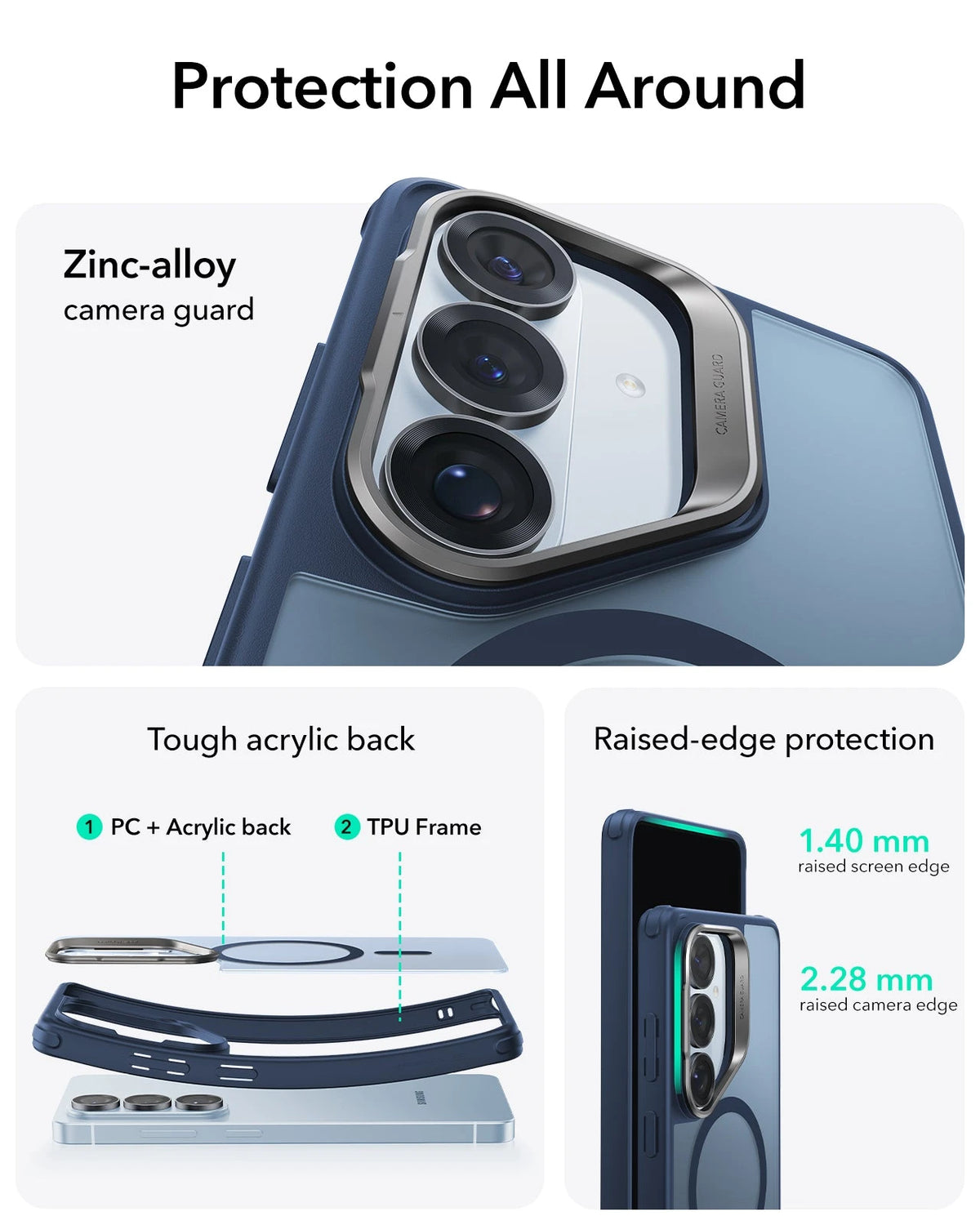 ESR Samsung Galaxy S26 Ultra Classic Hybrid Magsafe Case with Stand Frosted Blue Protection All Around