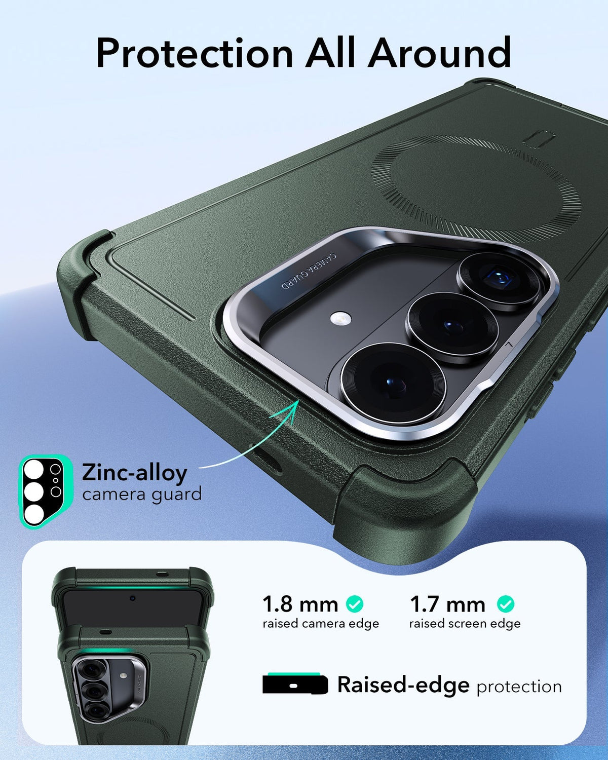 ESR Samsung Galaxy S26 Cyber Tough Magsafe Case with Stand Olive Green Protection All Around