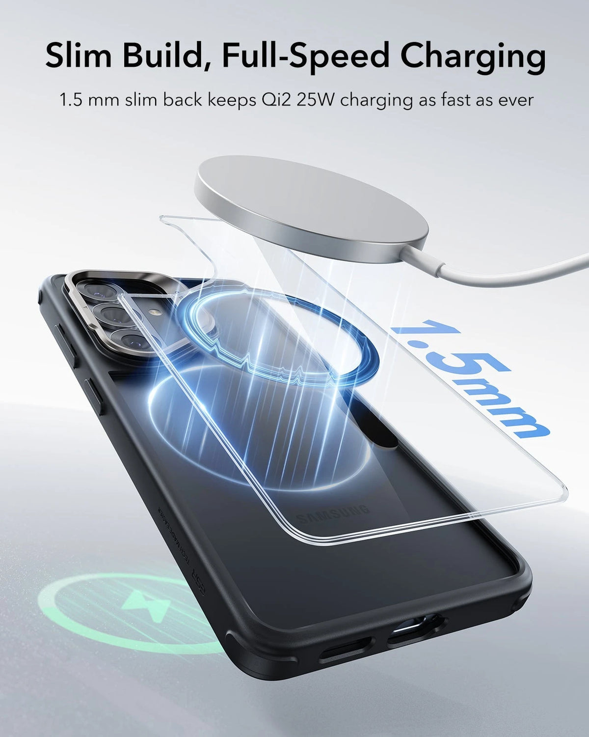 ESR Samsung Galaxy S26 Plus Classic Hybrid Magsafe Case with Stand Clear Black Slim Profile Full Speed Charging