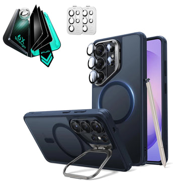 Galaxy S26 Ultra Classic Hybrid Magsafe Case with Stand and Armorite Privacy Screen Protector Set Frosted Blue