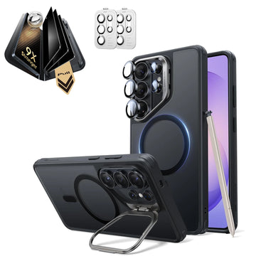 Galaxy S26 Ultra Classic Hybrid Magsafe Case with Stand and Corning Glass Privacy Screen Protector Set Frosted Black