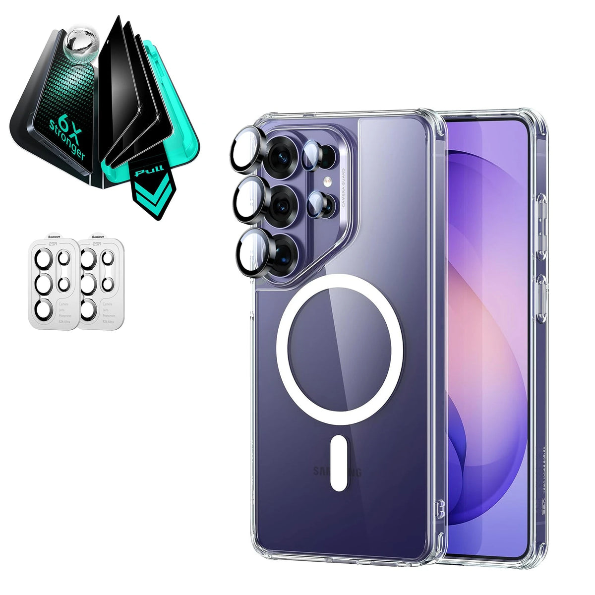Galaxy S26 Ultra Classic Hybrid Magsafe Case and Armorite Privacy Screen Protector Bundle Clear