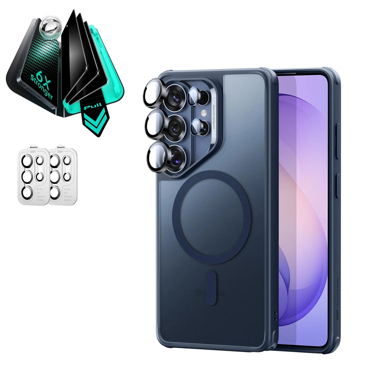Galaxy S26 Ultra Classic Hybrid Magsafe Case and Armorite Privacy Screen Protector Bundle Frosted Blue