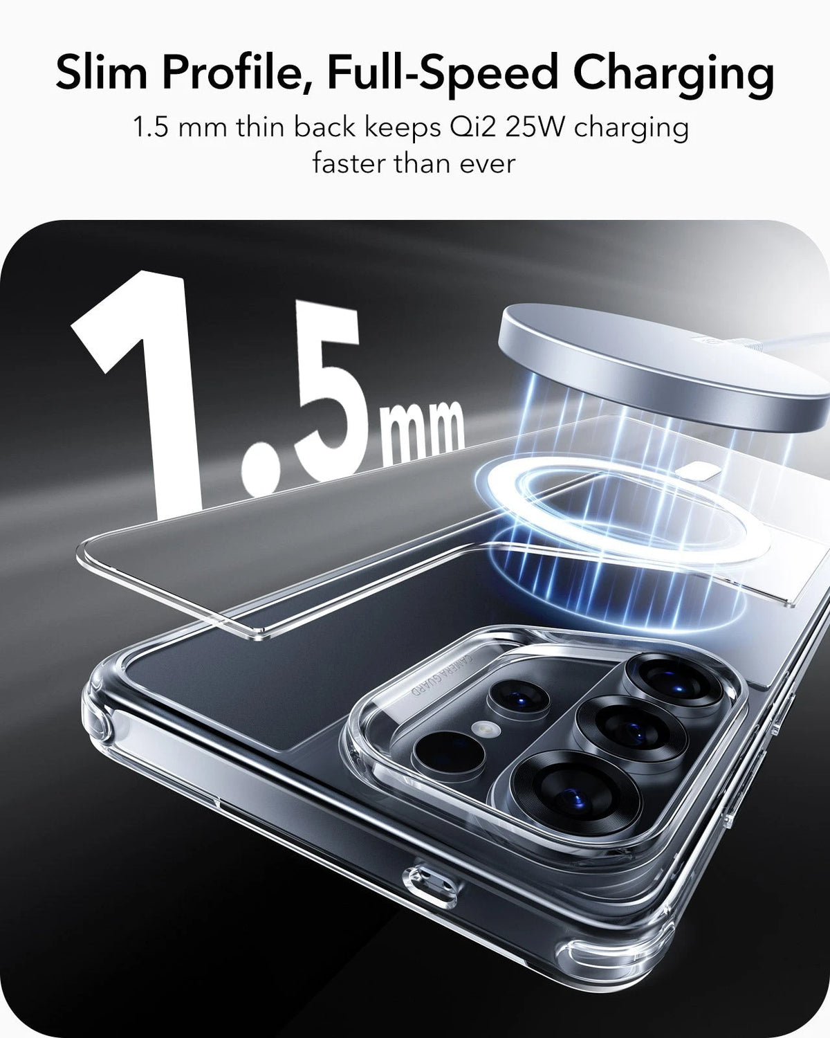 Galaxy S26 Ultra Classic Hybrid Magsafe Case and Corning Glass Privacy Screen Protector Set  1.5mm thin back keeps Qi2 25W charging faster than ever