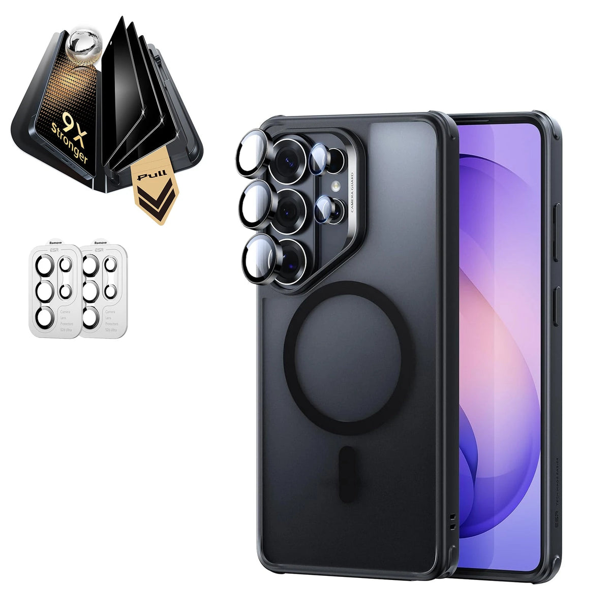 Galaxy S26 Ultra Classic Hybrid Magsafe Case and Corning Glass Privacy Screen Protector Set Frosted Black