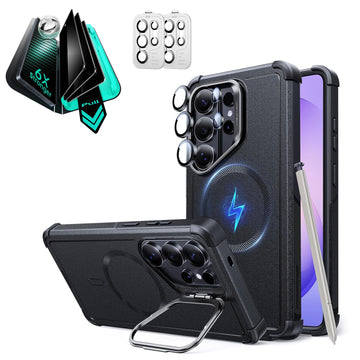 Galaxy S26 Ultra Cyber Tough Magsafe Case with Stand and Armorite Privacy Screen Protector Bundle Black
