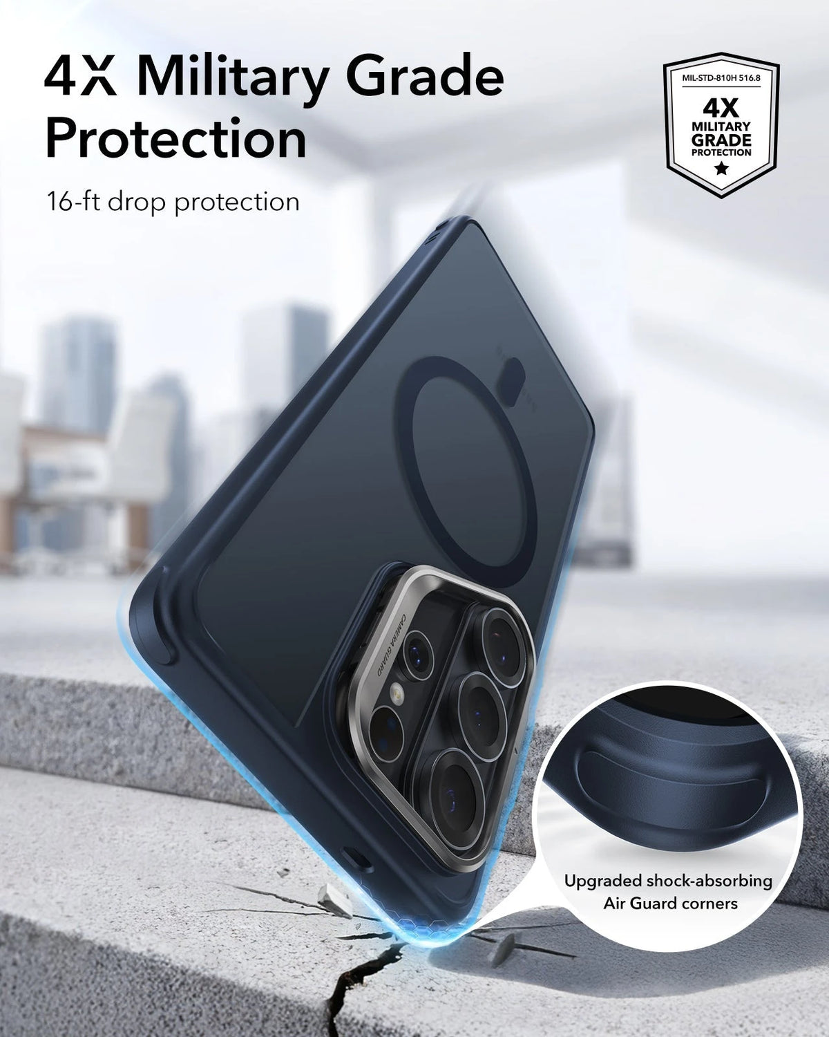 ESR Samsung Galaxy S26 Ultra Classic Hybrid Magsafe Case with Stand Frosted Blue 4X Military Grade Protection