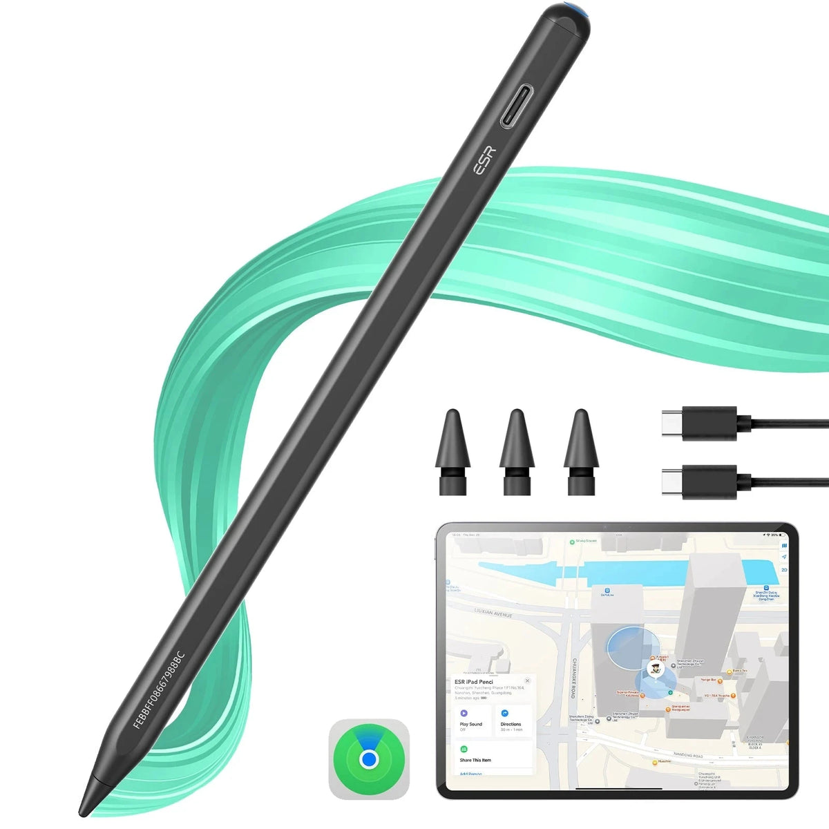 Geo Digital Pencil with Built-in Find My - Black - ESR 