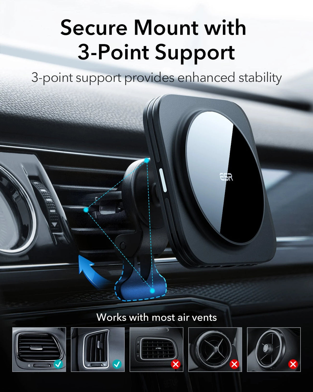 Magnetic Wireless Car Charger with 36W Adapter - Black ESR ESR