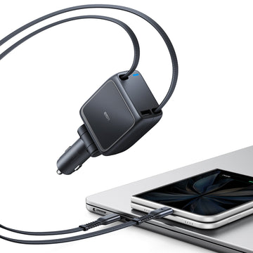 ESR Xtend 100W Retractable Car Phone Charger with Dual Cables for iphone,ipad and or