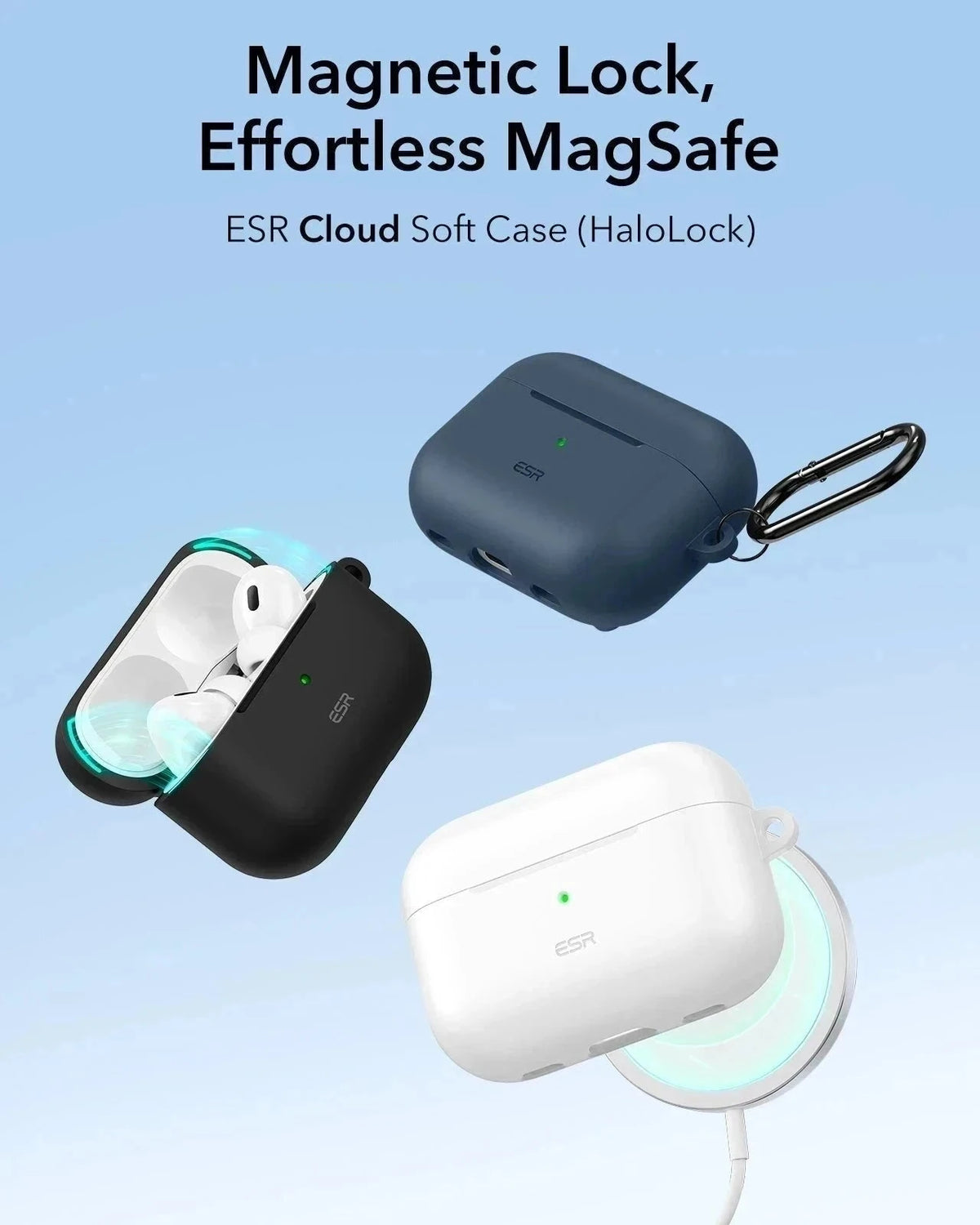 AirPods Pro (2023/2022/2019) Cloud Soft Case (HaloLock) - Black ESR ESR