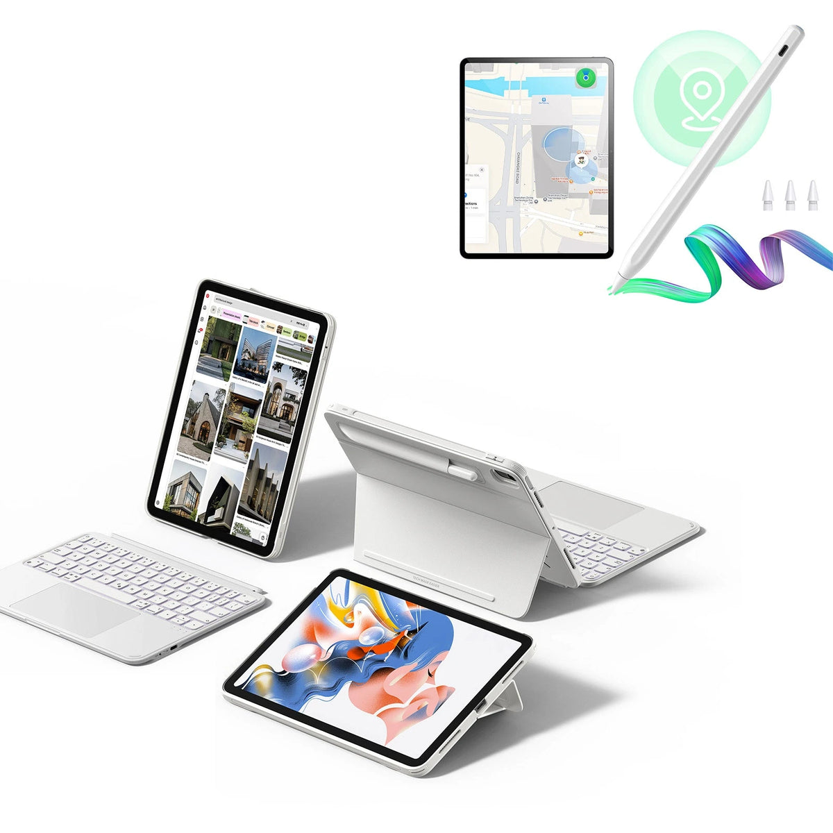 iPad 10th Gen Shift Keyboard Case (Detachable) With Geo Pencil Bundle- US Layout-White ESR ESR