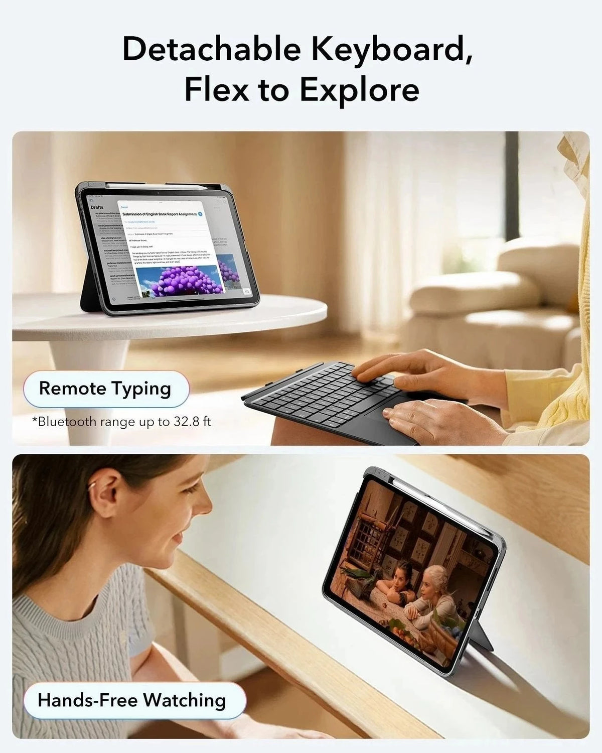 iPad 10. Gen Flexible Tastaturhülle (abnehmbar) - US Layout-Dark Gray ESR ESR
