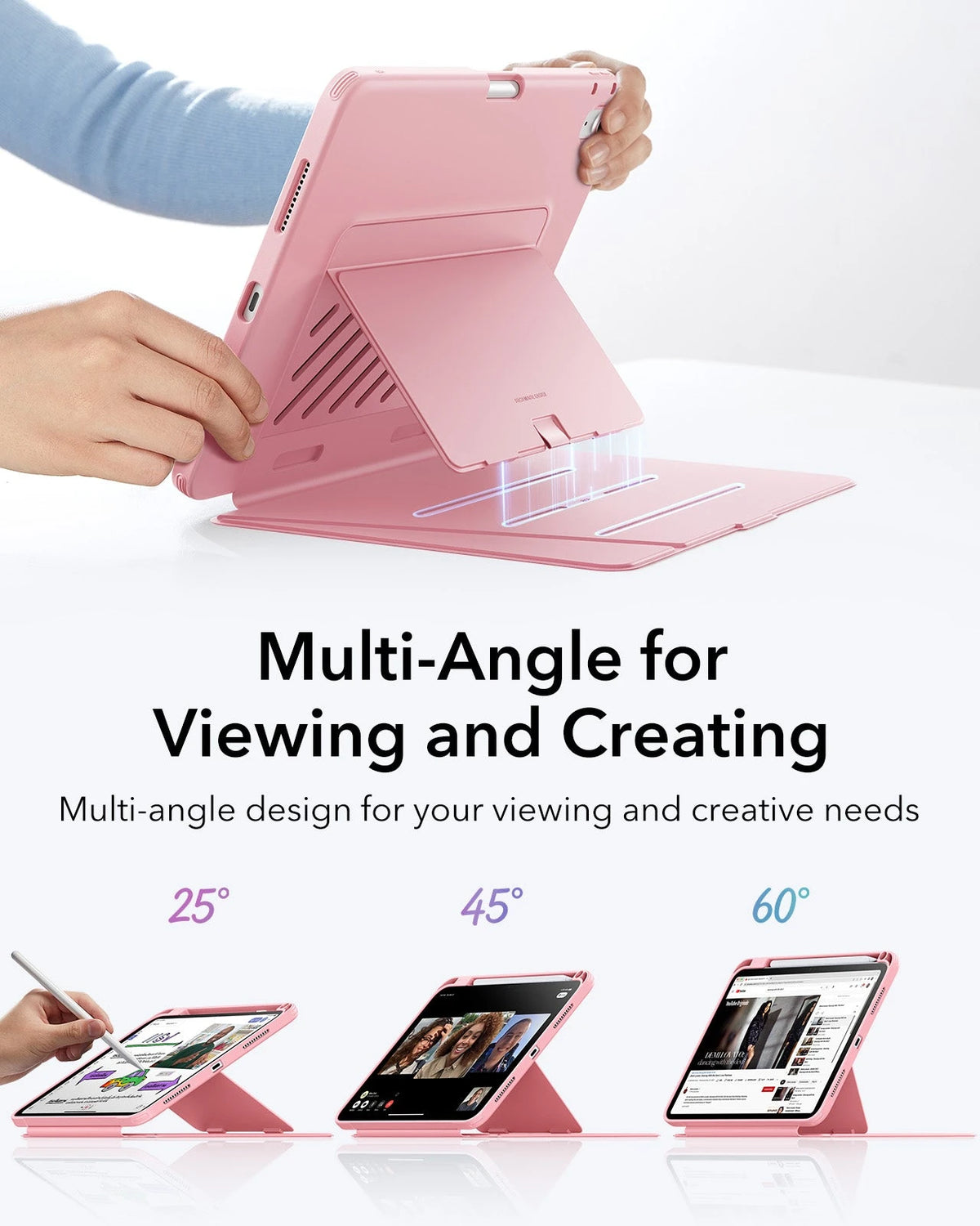 iPad 11" (A18) 2026 Flip Magnetic Case with Pencil Holder - Pink ESR ESR