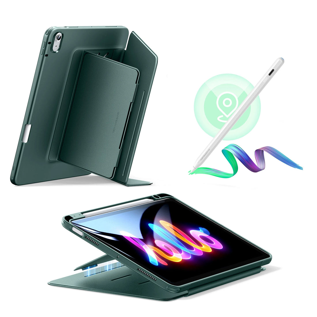 iPad Air 11" (M3) 2025 Bundle Flip Magnetic Case with Geo Digital Pencil - Green ESR ESR