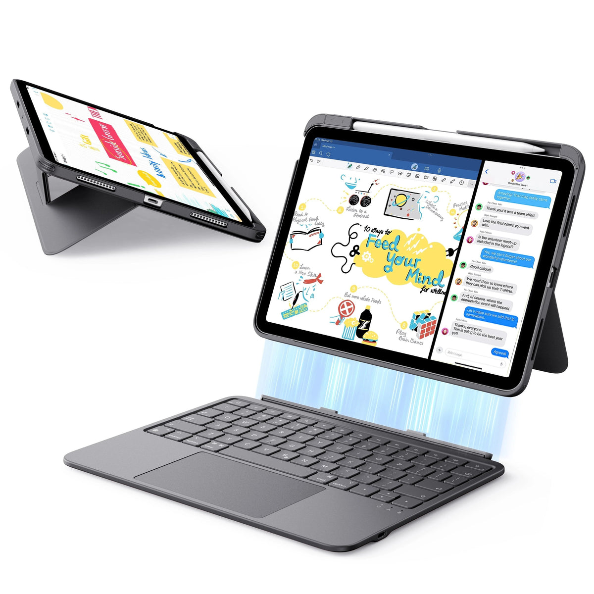 iPad Air 10,9" (5./4. Gen) Flexible Tastaturhülle (abnehmbar) - DE Layout -Dark Gray ESR ESR