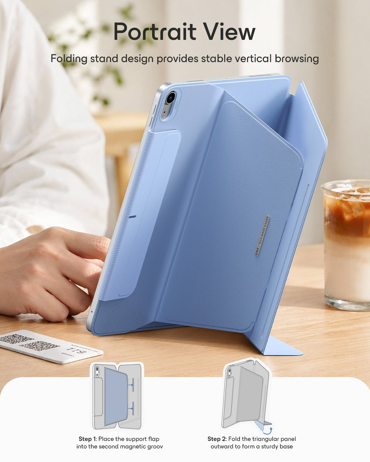 iPad Air 11" (M4) 2026 AirStance Magnetic Case Ultimate Protection Bundle - Sky Blue ESR ESR