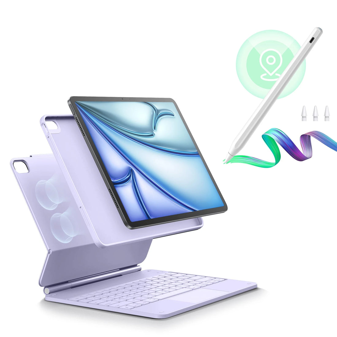 iPad Air 11" (M4) 2026 Bundle Rebound Magnetic Keyboard Case 360 & Digital Pencil-US Layout-Purple ESR ESR
