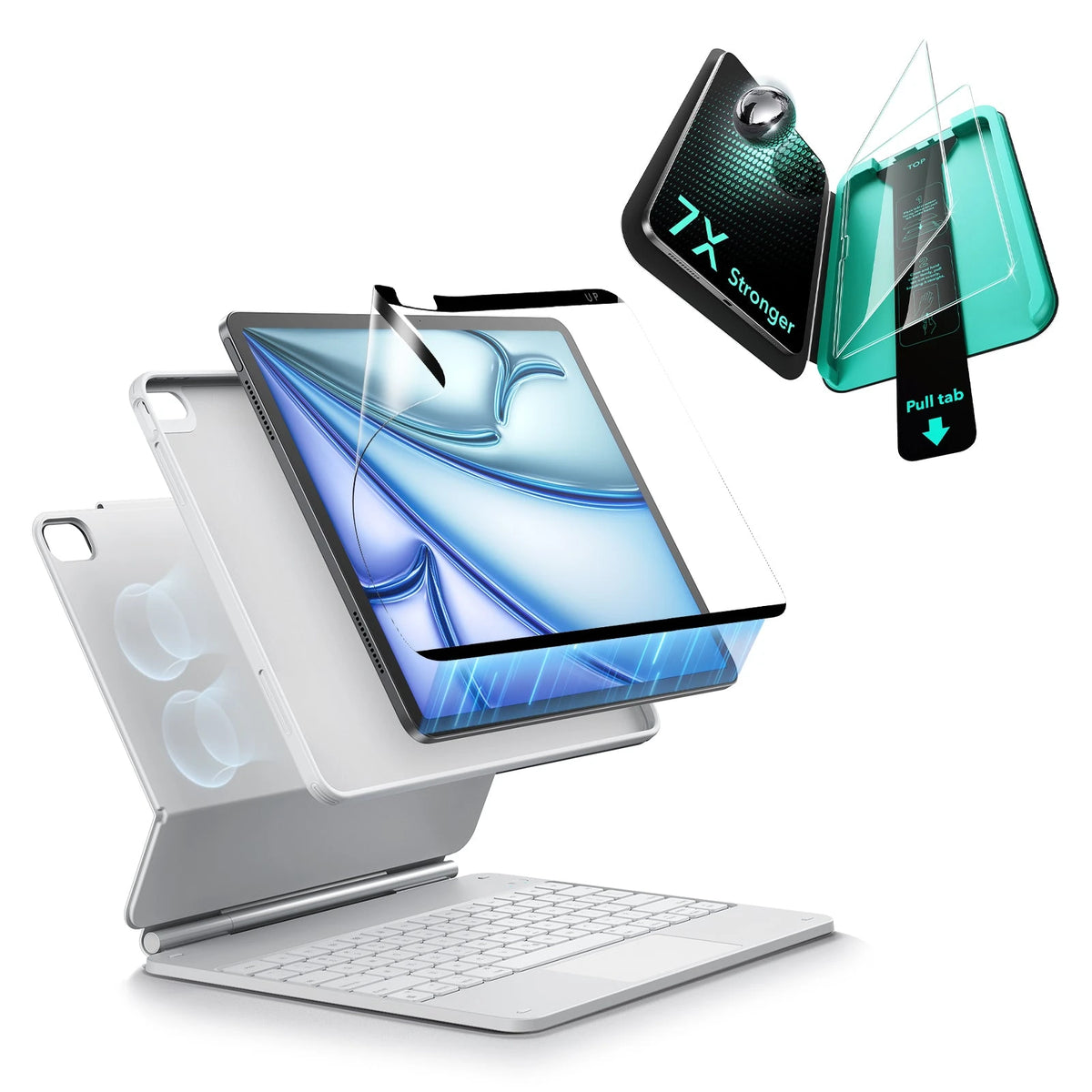 White iPad Air 11" (M4) Paper-Feel Protectors & Keyboard Case | ESR 360 Guard