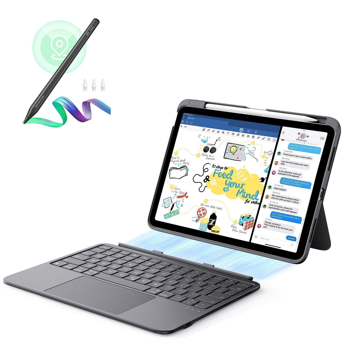 iPad Air 11” (M4) 2026 Flex Keyboard Case (Detachable) With Geo Pencil Bundle- UK Layout With Black Pencil ESR ESR