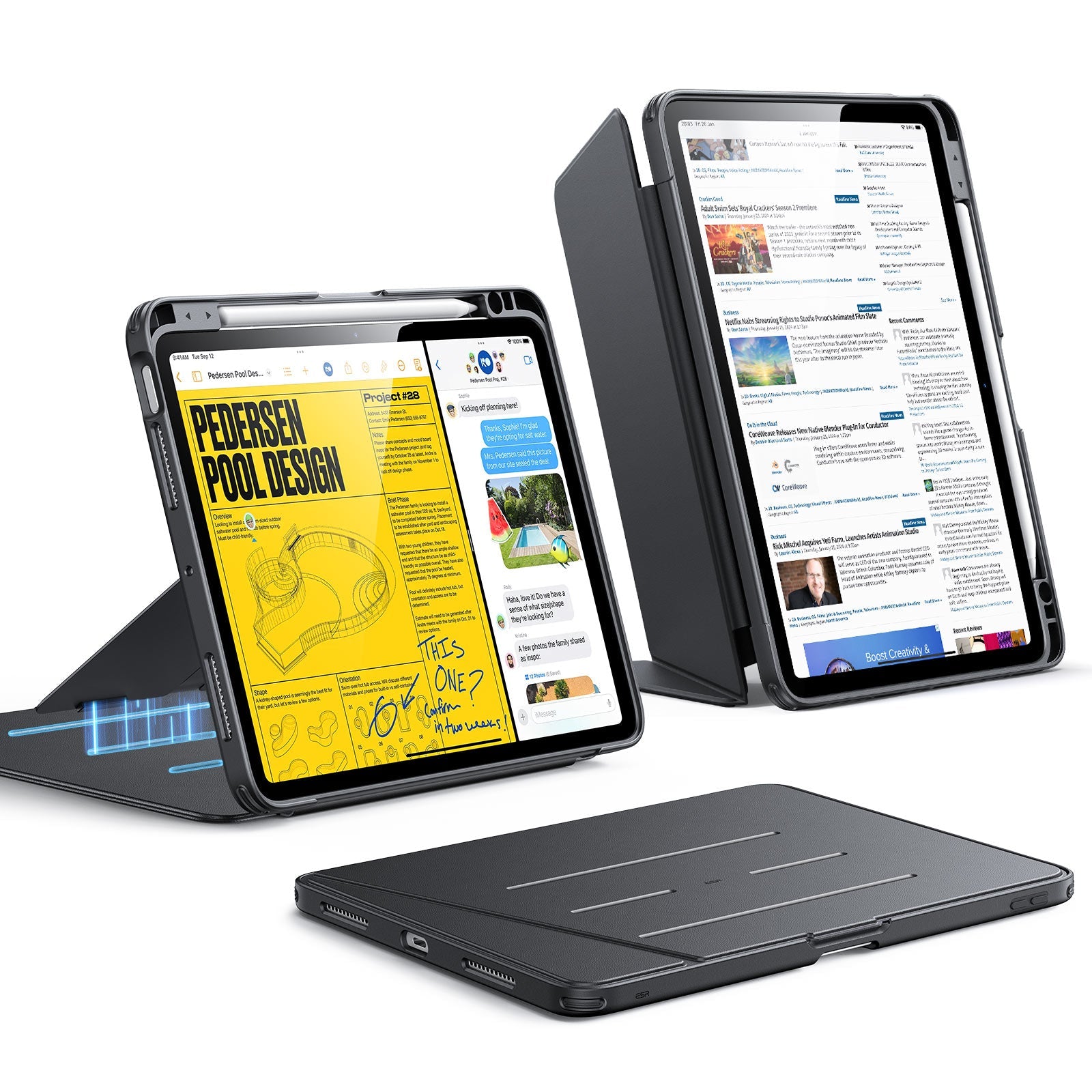 Flip Magnetic Case with Pencil Holder