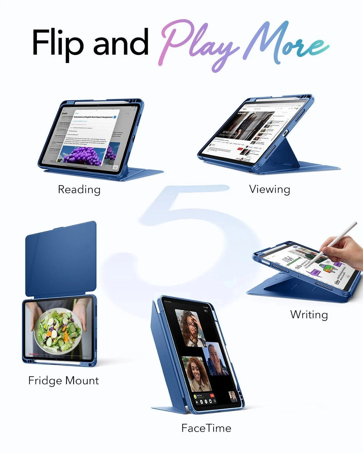 iPad Air 11" (M4) 2026 Flip Magnetic Case with Pencil Holder - Navy Blue ESR ESR