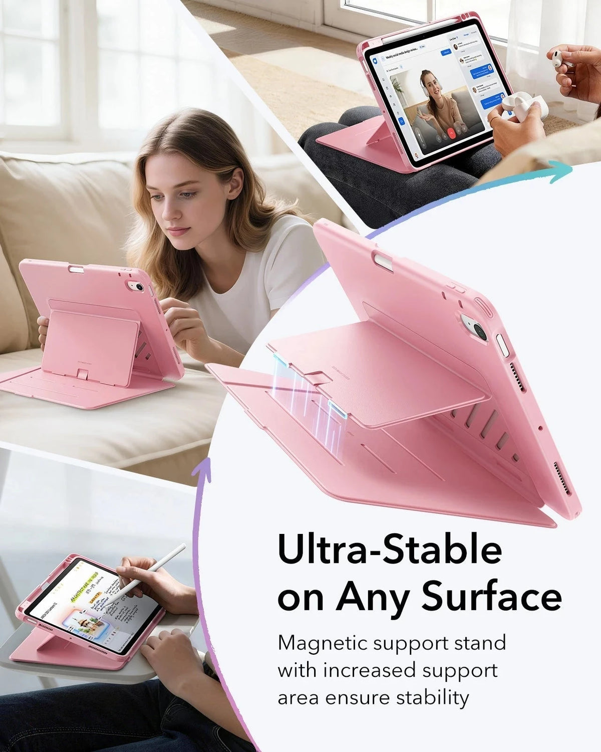 iPad Air 11" (M4) 2026 Flip Magnetic Case with Pencil Holder - Pink ESR ESR