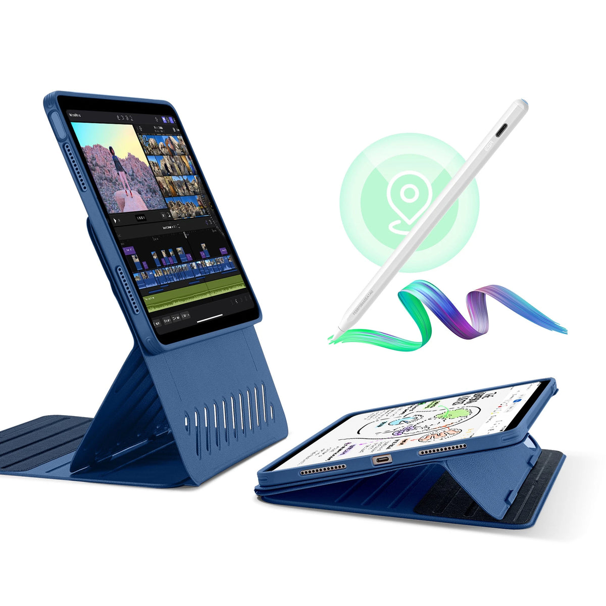 iPad Air 13" (M2) 2024 Bundle Shift Magnetic Case with Geo Digital Pencil  - Navy Blue ESR ESR