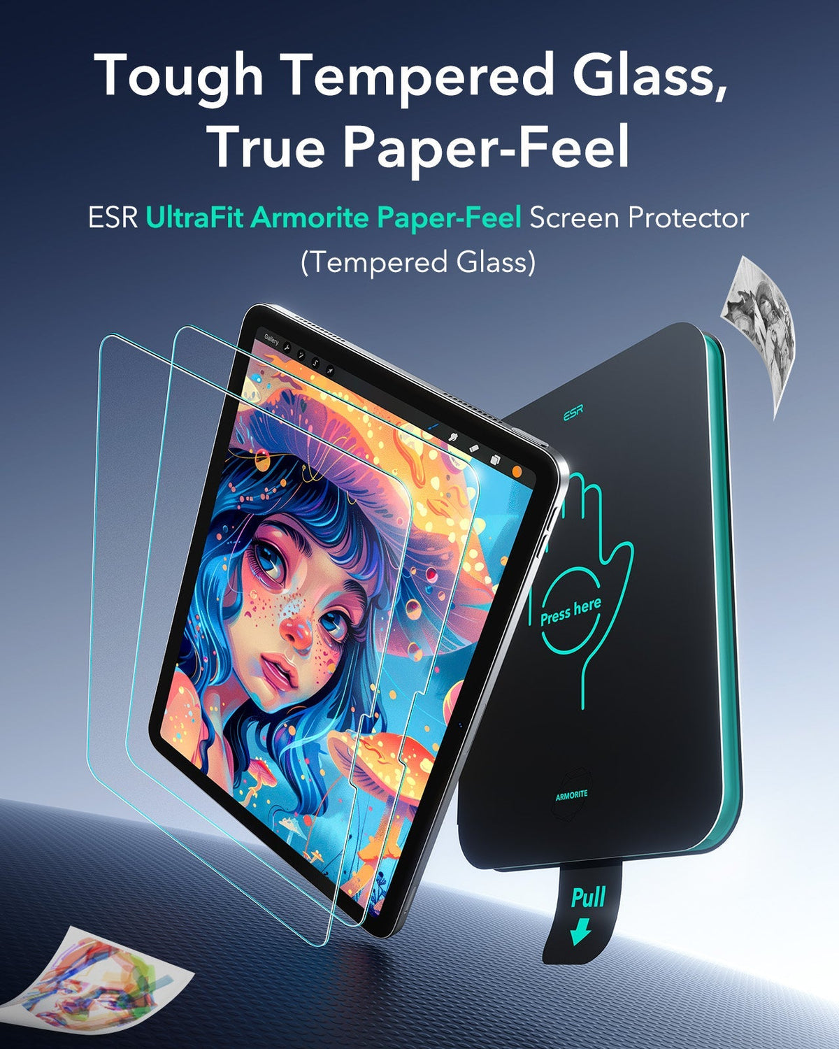 iPad Air 13" (M4) 2026 Bundle Flip Magnetic Case with Pencil Holder & Armorite® Paper-Feel Protection - Navy Blue ESR ESR