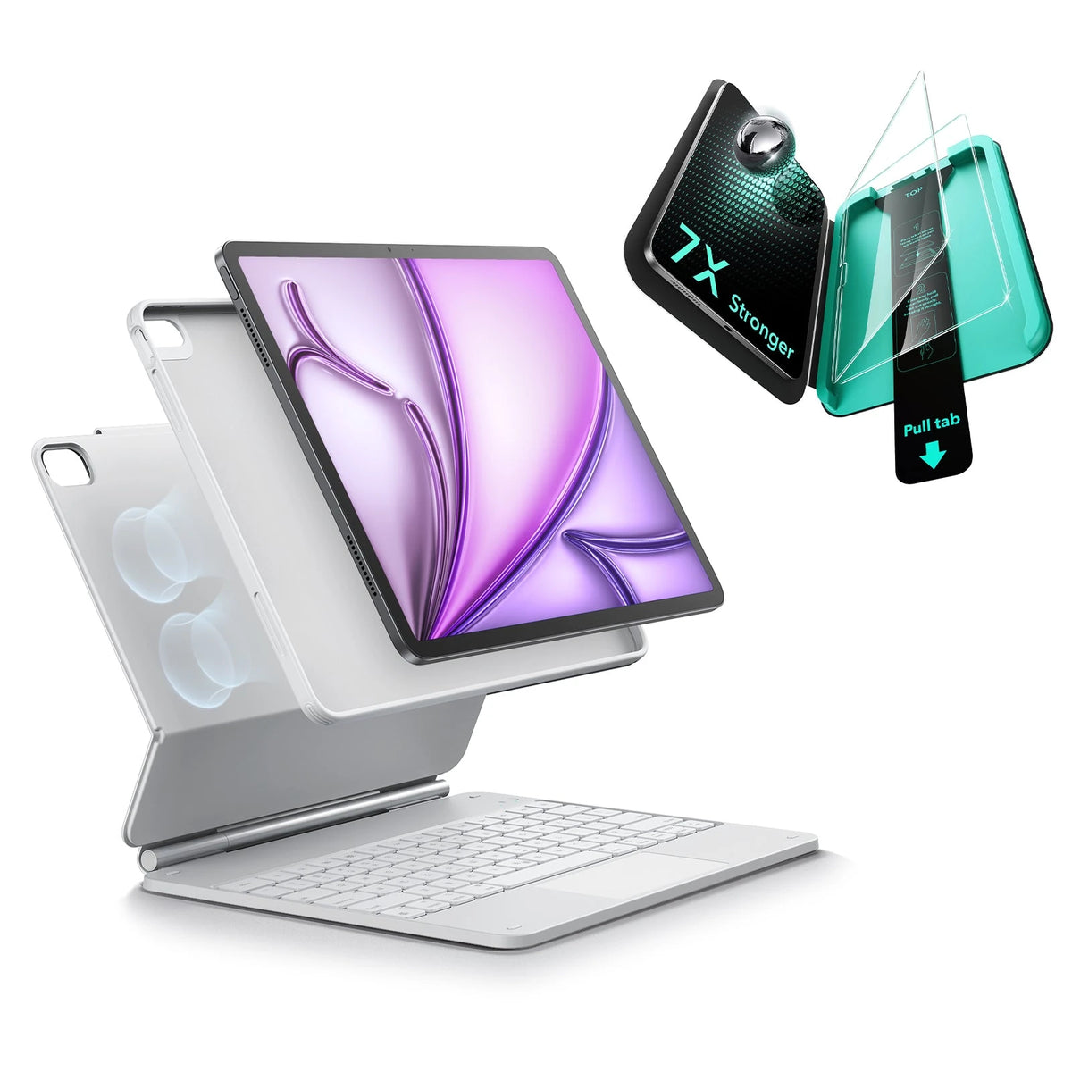 White iPad_Air_13_M4_2026_Bundle_Rebound_Magnetic_Keyboard_Case_360_Screen_Protectors_1