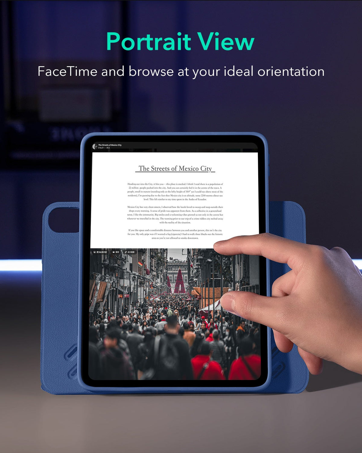 iPad Air 13" (M4) 2026 Bundle Shift Magnetic Case, Papel-Feel Magnetic & Armorite® Protection - Navy Blue ESR ESR
