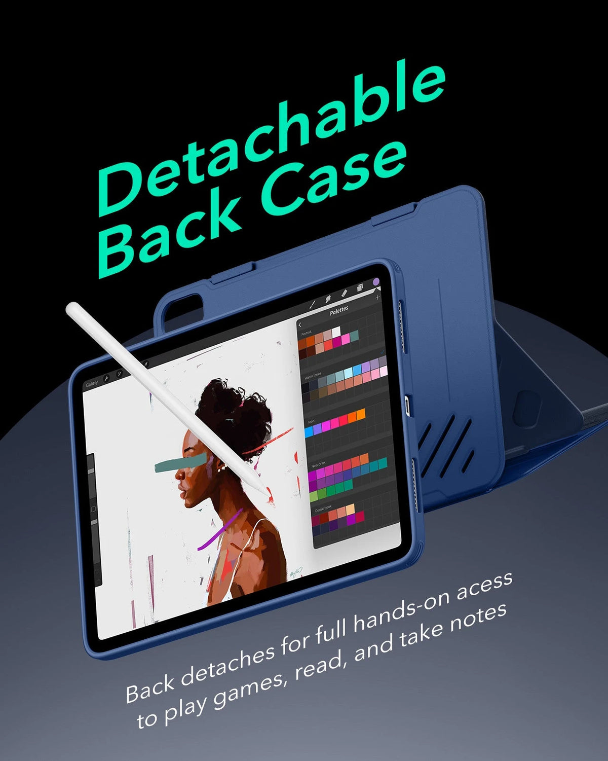 iPad Air 13" (M4) 2026 Bundle Shift Magnetic Case, Papel-Feel Magnetic & Armorite® Protection - Navy Blue ESR ESR