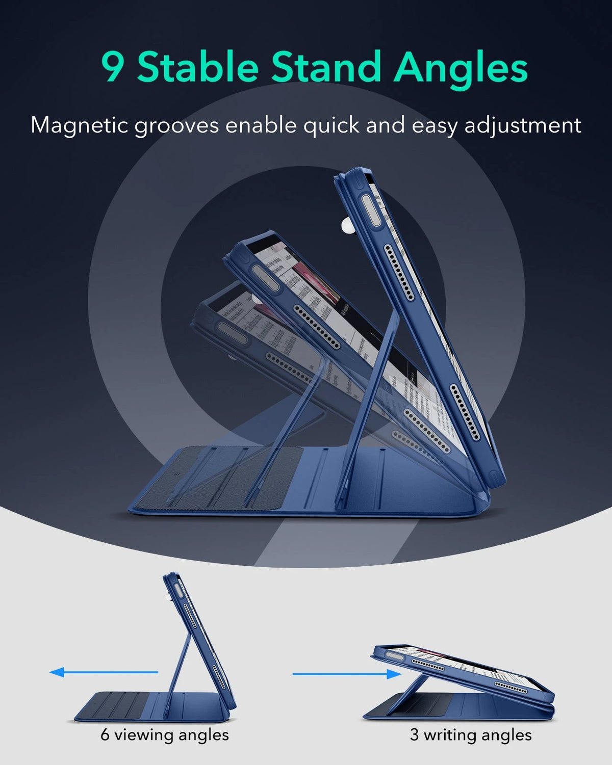 iPad Air 13" (M4) 2026 Bundle Shift Magnetic Case, Papel-Feel Magnetic & Armorite® Protection - Navy Blue ESR ESR