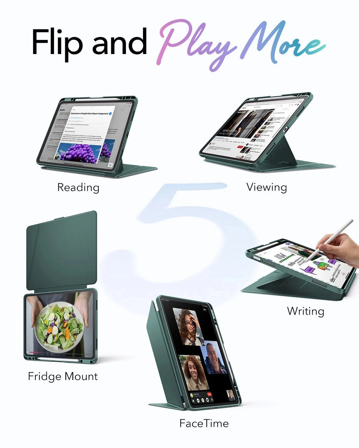 iPad Air 13" (M4) 2026 Flip Magnetic Case with Pencil Holder - Green ESR ESR